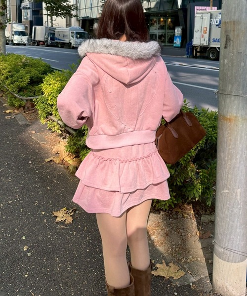 Another Branch olive des olive（アナザーブランチオリーブデオリーブ）の「[SETUP]ピグメント風スウェットティアードSK（スカート・レディース・チャコールグレー/ピンク/ネイビー・FREE）」の10枚目の写真