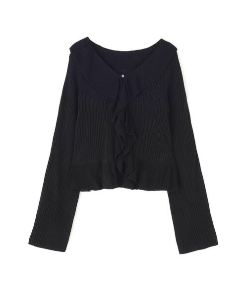 NATURAL BEAUTY BASIC(ナチュラルビューティーベーシック)の「◇フリルトリムカーディガン(カーディガン/ボレロ・レディース・オフホワイト/オレンジ/ブラック・FREE)」の4枚目の写真