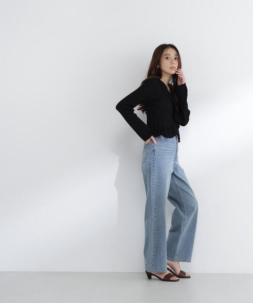 NATURAL BEAUTY BASIC(ナチュラルビューティーベーシック)の「◇フリルトリムカーディガン(カーディガン/ボレロ・レディース・オフホワイト/オレンジ/ブラック・FREE)」の5枚目の写真