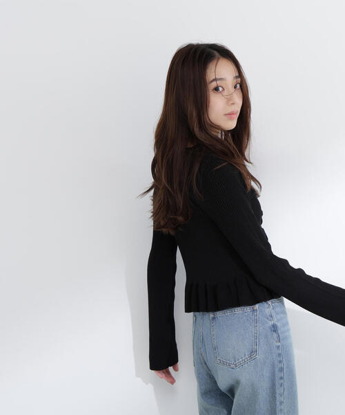 NATURAL BEAUTY BASIC(ナチュラルビューティーベーシック)の「◇フリルトリムカーディガン(カーディガン/ボレロ・レディース・オフホワイト/オレンジ/ブラック・FREE)」の8枚目の写真