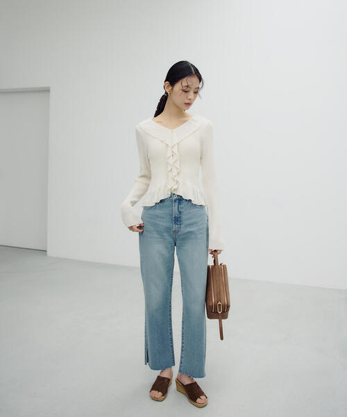 NATURAL BEAUTY BASIC(ナチュラルビューティーベーシック)の「◇フリルトリムカーディガン(カーディガン/ボレロ・レディース・オフホワイト/オレンジ/ブラック・FREE)」の15枚目の写真