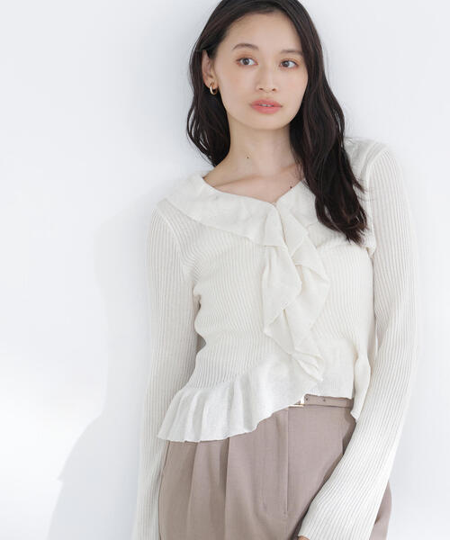 NATURAL BEAUTY BASIC(ナチュラルビューティーベーシック)の「◇フリルトリムカーディガン(カーディガン/ボレロ・レディース・オフホワイト/オレンジ/ブラック・FREE)」の21枚目の写真