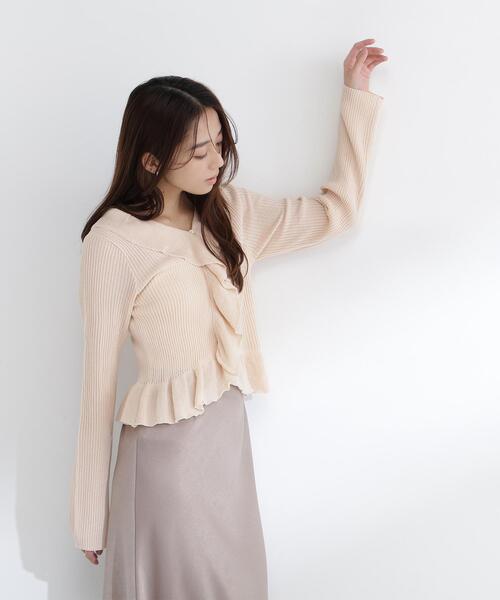 NATURAL BEAUTY BASIC（ナチュラルビューティーベーシック）の「◇フリルトリムカーディガン（カーディガン/ボレロ・レディース・オフホワイト/オレンジ/ブラック・FREE）」の15枚目の写真