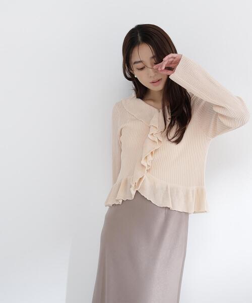 NATURAL BEAUTY BASIC（ナチュラルビューティーベーシック）の「◇フリルトリムカーディガン（カーディガン/ボレロ・レディース・オフホワイト/オレンジ/ブラック・FREE）」の17枚目の写真
