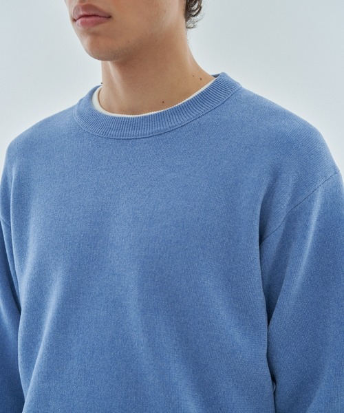 ESTNATION(エストネーション)の「ESTNATION / カシミヤタッチ クルーネックプルオーバー(ニット/セーター・メンズ・ネイビー/アイボリー/ライトブルー・SMALL/MEDIUM/LARGE)」の9枚目の写真
