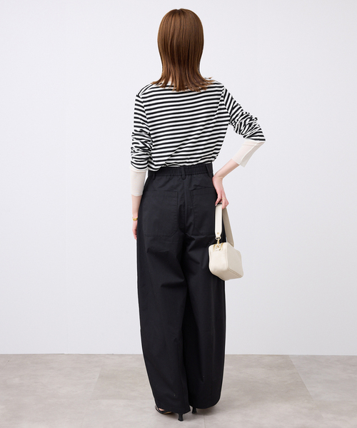 SLOBE IENA（スローブイエナ）の「《追加5》レイヤードスリーブロンTEE（Tシャツ/カットソー・レディース・アイボリー/ブラック系その他/ホワイト/ブラック・FREE）」の6枚目の写真