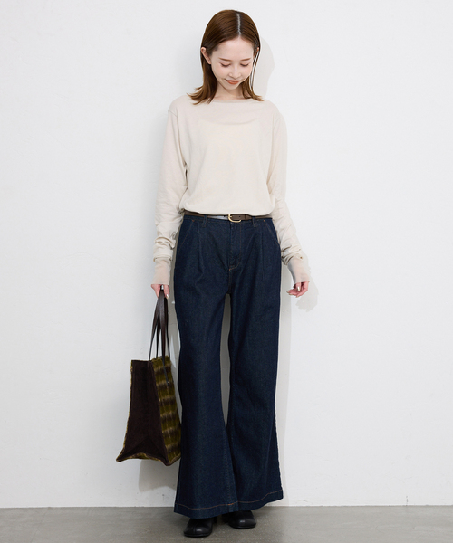 SLOBE IENA（スローブイエナ）の「《追加5》レイヤードスリーブロンTEE（Tシャツ/カットソー・レディース・アイボリー/ブラック系その他/ホワイト/ブラック・FREE）」の14枚目の写真