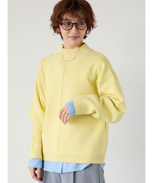Lugnoncure(ルノンキュール)の「コットンタッチハイネックニットプルオーバー(ニット/セーター・レディース・イエロー/ネイビー/ブラック/オフホワイト/ミント・F)」の1枚目の写真
