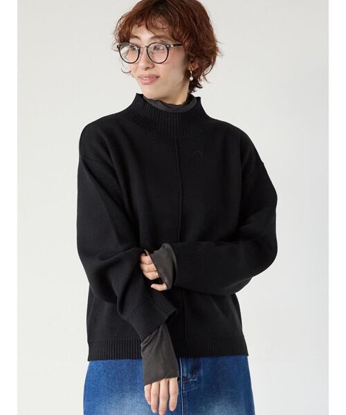 Lugnoncure(ルノンキュール)の「コットンタッチハイネックニットプルオーバー(ニット/セーター・レディース・イエロー/ネイビー/ブラック/オフホワイト/ミント・F)」の3枚目の写真