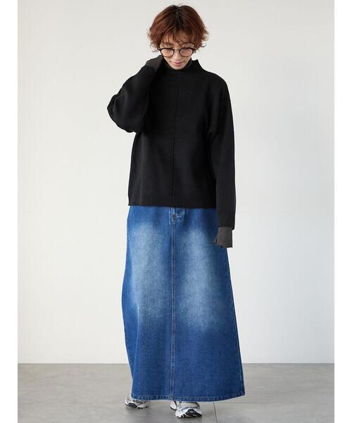 Lugnoncure(ルノンキュール)の「コットンタッチハイネックニットプルオーバー(ニット/セーター・レディース・イエロー/ネイビー/ブラック/オフホワイト/ミント・F)」の12枚目の写真