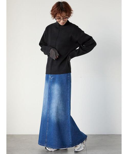 Lugnoncure(ルノンキュール)の「コットンタッチハイネックニットプルオーバー(ニット/セーター・レディース・イエロー/ネイビー/ブラック/オフホワイト/ミント・F)」の13枚目の写真