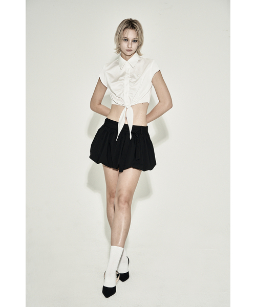SYNERJYN(シナジン)の「BELT SHIRRING MINI SKIRT BLACK(スカート・レディース・その他・SMALL/MEDIUM)」の5枚目の写真
