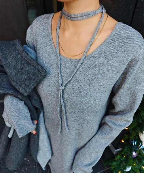 esutoreja（エストレジャ）の「チョーカーニットワンピース（ワンピース・レディース・グレー・FREE）」の11枚目の写真