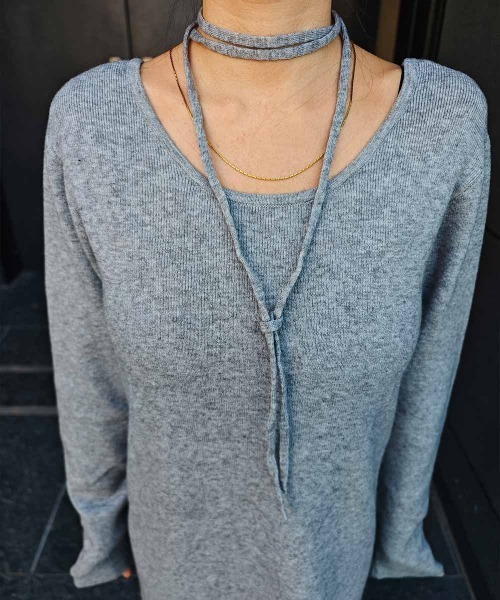 esutoreja（エストレジャ）の「チョーカーニットワンピース（ワンピース・レディース・グレー・FREE）」の5枚目の写真