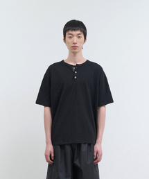 NOISE（ノイズ）の「スラブコットンヘンリーネック半袖Tシャツ - ブラック（Tシャツ/カットソー）」