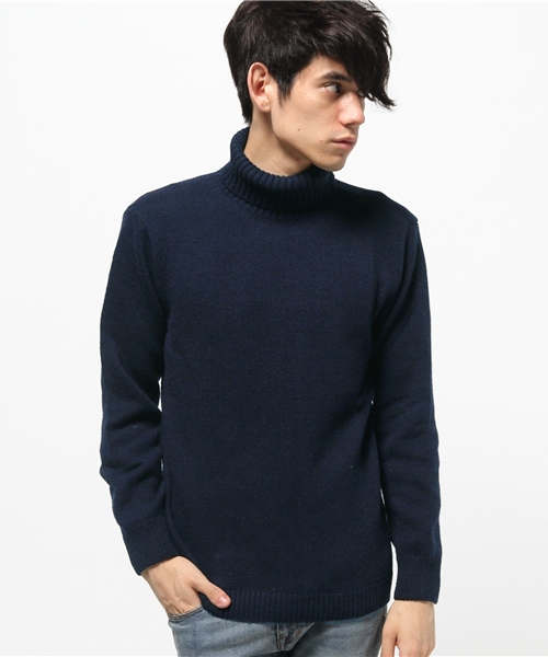 CIAOPANIC（チャオパニック）の「【Ciaopanic】　ウォッシャブル天竺編みタートルネック（ニット/セーター・メンズ・ネイビー/ホワイト/グレー/グリーン・MEDIUM/LARGE）」の4枚目の写真