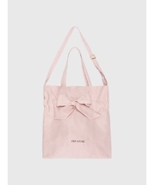 EIMY ISTOIRE(エイミーイストワール)の「EIMYロゴリボントート(トートバッグ・レディース・ピンク/ホワイト×ブラック/ブラック・F)」の3枚目の写真