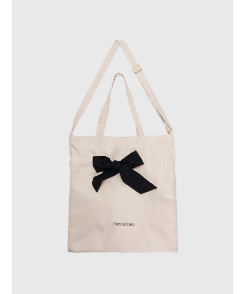 EIMY ISTOIRE(エイミーイストワール)の「EIMYロゴリボントート(トートバッグ・レディース・ピンク/ホワイト×ブラック/ブラック・F)」の10枚目の写真