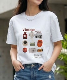 ヴィンテージモチーフ グラフィックプリントTシャツ