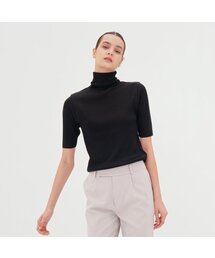 Turtle Neck Ribbed Knit _Black