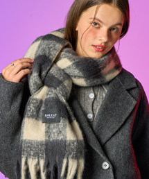 KOLEAT（コレット）の「[男女共用] 冬用ヒート両面保温チェックマフラー [ブラック]（マフラー）」