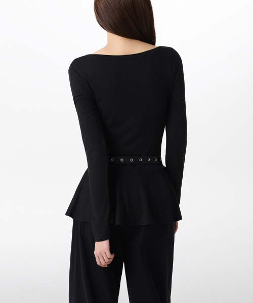 MUSINSA STANDARD WOMAN（ムシンサスタンダードウーマン）の「ウィメンズテンセルスリムフレア長袖Tシャツ[ブラック]（Tシャツ/カットソー・レディース・その他・SMALL/MEDIUM/X-SMALL/LARGE）」の2枚目の写真