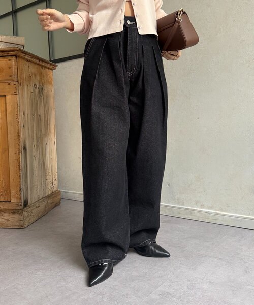 Thevon(ゼボン)の「2タックデニム(デニムパンツ・レディース・ブラック/サックスブルー・S/M)」の7枚目の写真