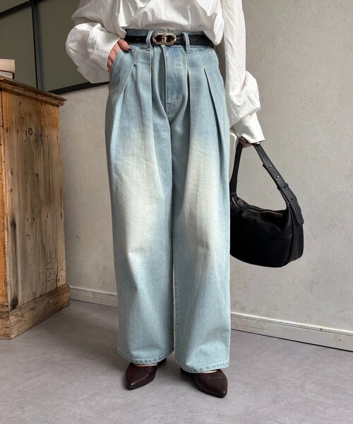 Thevon(ゼボン)の「2タックデニム(デニムパンツ・レディース・ブラック/サックスブルー・S/M)」の16枚目の写真