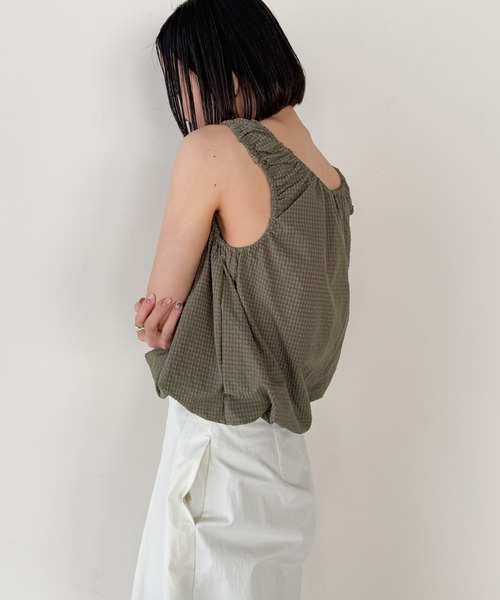 select MOCA by son（セレクトモカバイソン）の「サッカーチェックバルーンタンクトップ【by SON】（タンクトップ・レディース・ブラウン/グレイッシュベージュ・FREE）」の17枚目の写真