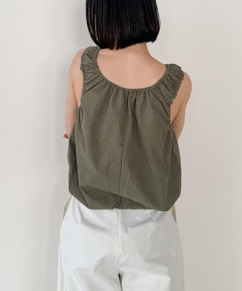 select MOCA by son（セレクトモカバイソン）の「サッカーチェックバルーンタンクトップ【by SON】（タンクトップ・レディース・ブラウン/グレイッシュベージュ・FREE）」の18枚目の写真