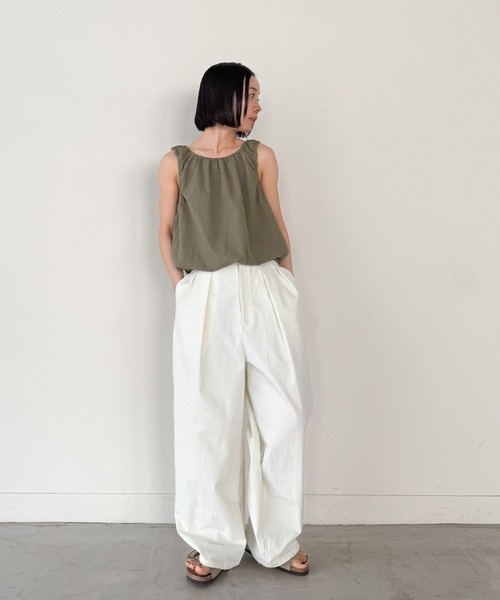 select MOCA by son（セレクトモカバイソン）の「サッカーチェックバルーンタンクトップ【by SON】（タンクトップ・レディース・ブラウン/グレイッシュベージュ・FREE）」の9枚目の写真