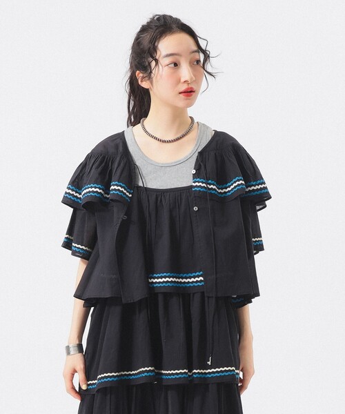 trepied（トレピエ）の「【別注】trepied / ティアード ブラウス（シャツ/ブラウス・レディース・ホワイト/ブラック・ONE SIZE）」の2枚目の写真