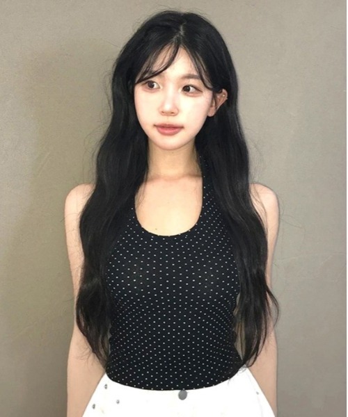 Vini(ヴィニ)の「ドット柄キャミソール / インナー・レイヤード対応(キャミソール・レディース・ブラック・MEDIUM)」の6枚目の写真