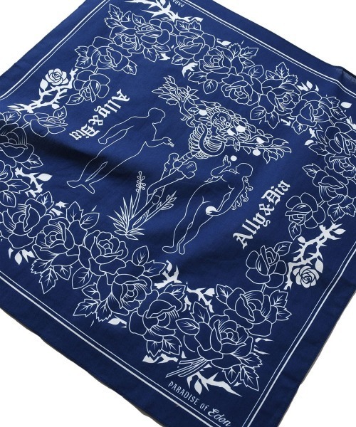 Ally&Dia(アリーアンドダイア)の「Ally&Dia 【アリーアンドダイア】- バンダナ【PARADICE OF EDEN BANDANA AD25AW007】(バンダナ/スカーフ・メンズ・ネイビー・L(12))」の3枚目の写真