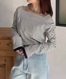 Thevon | スクエアネックパフスリーブリブプルオーバー(Tシャツ/カットソー)