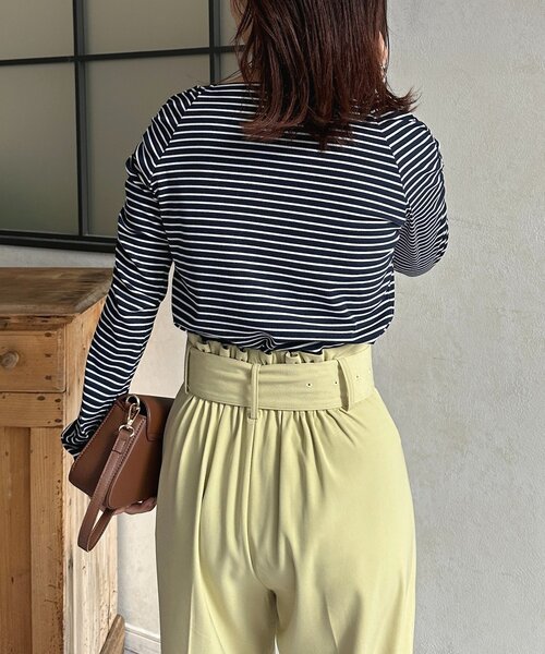 Thevon（ゼボン）の「スクエアネックパフスリーブリブプルオーバー（Tシャツ/カットソー・レディース・ブラック/オフホワイト/ネイビー/レッド・FREE）」の9枚目の写真