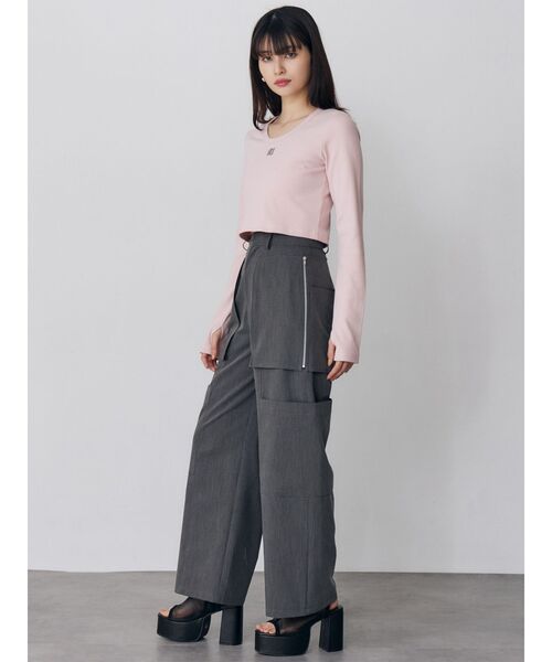 MURUA(ムルーア)の「ZIPカーゴパンツ(スラックス・レディース・ライトグレー/ブラック/カーキ・1/2)」の15枚目の写真