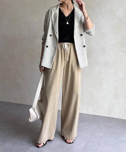 DouDou（ドゥドゥ）の「前後2WAYラメニットタンク（タンクトップ・レディース・ベージュ/ホワイト/ブラック/グレー/レモンイエロー・FREE）」の7枚目の写真