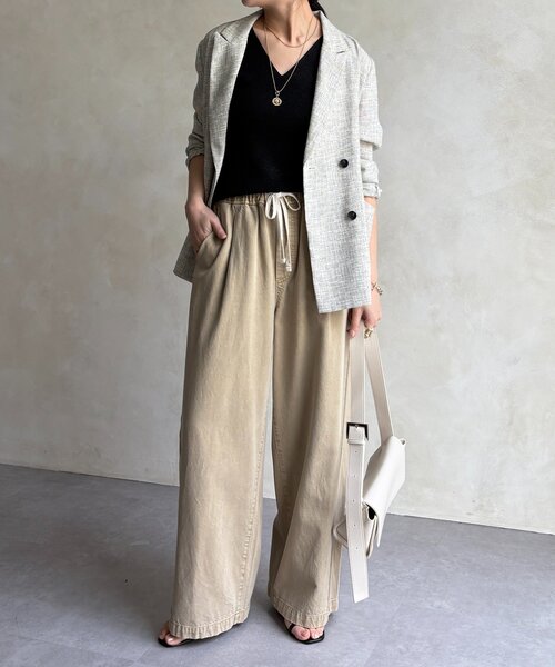 DouDou（ドゥドゥ）の「前後2WAYラメニットタンク（タンクトップ・レディース・ベージュ/ホワイト/ブラック/グレー/レモンイエロー・FREE）」の8枚目の写真