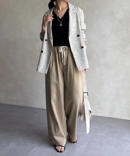 DouDou（ドゥドゥ）の「前後2WAYラメニットタンク（タンクトップ・レディース・ベージュ/ホワイト/ブラック/グレー/レモンイエロー・FREE）」の9枚目の写真