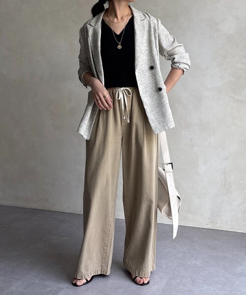 DouDou（ドゥドゥ）の「前後2WAYラメニットタンク（タンクトップ・レディース・ベージュ/ホワイト/ブラック/グレー/レモンイエロー・FREE）」の10枚目の写真