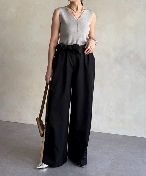 DouDou（ドゥドゥ）の「前後2WAYラメニットタンク（タンクトップ・レディース・ベージュ/ホワイト/ブラック/グレー/レモンイエロー・FREE）」の15枚目の写真