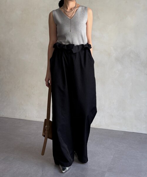 DouDou（ドゥドゥ）の「前後2WAYラメニットタンク（タンクトップ・レディース・ベージュ/ホワイト/ブラック/グレー/レモンイエロー・FREE）」の16枚目の写真