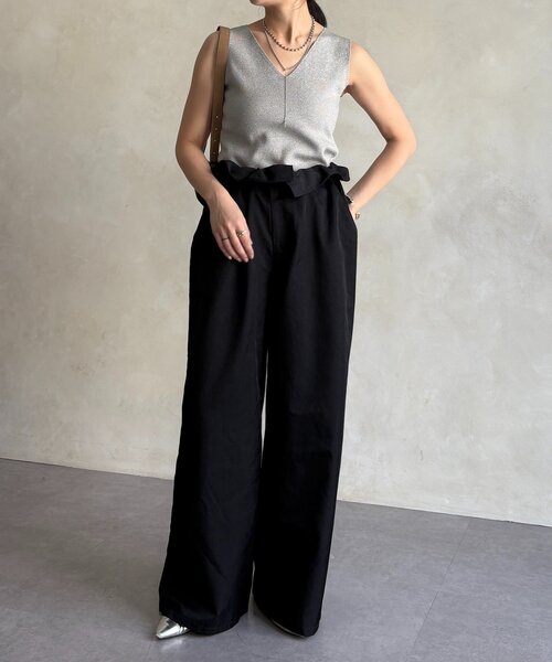 DouDou（ドゥドゥ）の「前後2WAYラメニットタンク（タンクトップ・レディース・ベージュ/ホワイト/ブラック/グレー/レモンイエロー・FREE）」の18枚目の写真