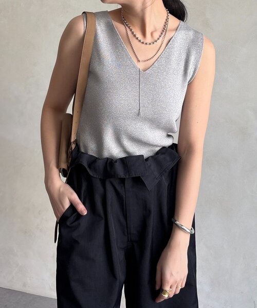 DouDou（ドゥドゥ）の「前後2WAYラメニットタンク（タンクトップ・レディース・ベージュ/ホワイト/ブラック/グレー/レモンイエロー・FREE）」の21枚目の写真