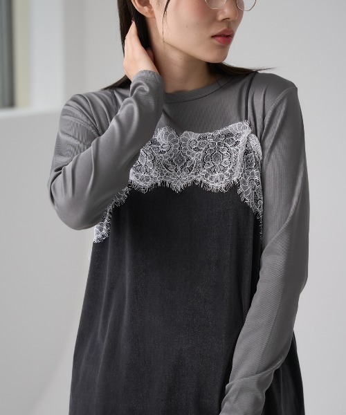 TRIANGLE PALETTE(トライアングルパレット)の「ストレッチクルーネック長袖Tシャツ(Tシャツ/カットソー・レディース・ブラック/アイボリー/グレー・FREE)」の21枚目の写真