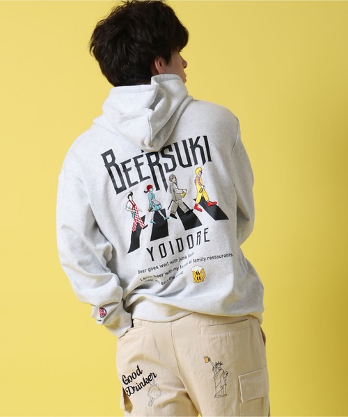 JACKROSE（ジャックローズ）の「YOIDORE ﾋﾞｰﾙ好き ｽｳｪｯﾄﾊﾟｰｶｰ（パーカー・メンズ・ブラック/ライトグレー・M/L/XL）」の21枚目の写真