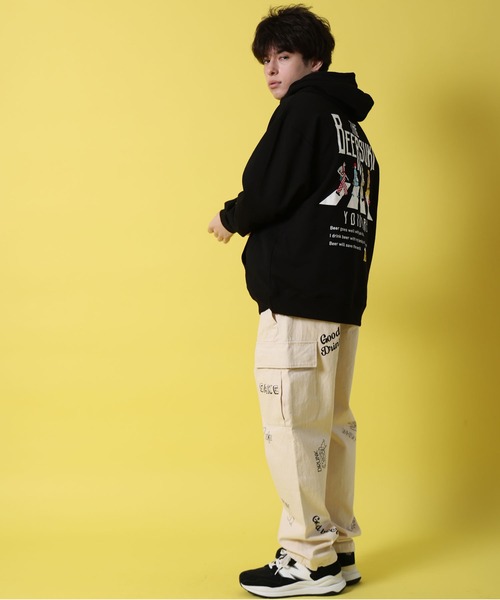 JACKROSE（ジャックローズ）の「YOIDORE ﾋﾞｰﾙ好き ｽｳｪｯﾄﾊﾟｰｶｰ（パーカー・メンズ・ブラック/ライトグレー・M/L/XL）」の13枚目の写真