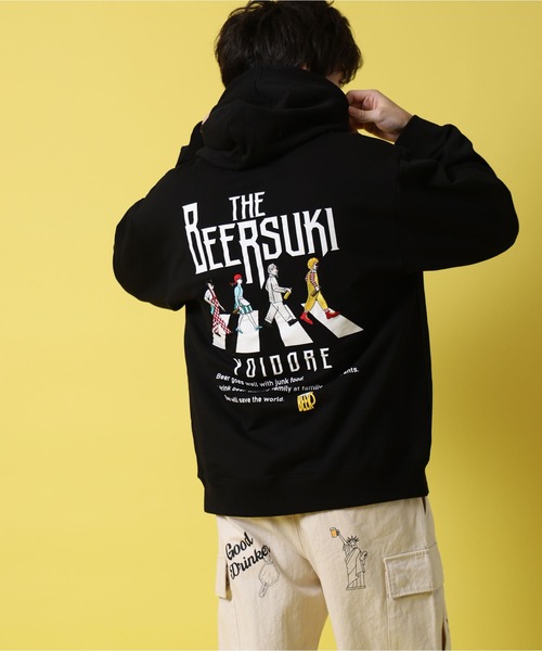 JACKROSE（ジャックローズ）の「YOIDORE ﾋﾞｰﾙ好き ｽｳｪｯﾄﾊﾟｰｶｰ（パーカー・メンズ・ブラック/ライトグレー・M/L/XL）」の9枚目の写真