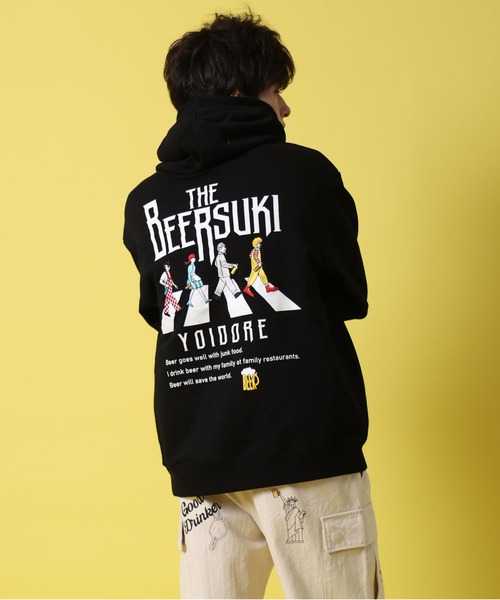JACKROSE（ジャックローズ）の「YOIDORE ﾋﾞｰﾙ好き ｽｳｪｯﾄﾊﾟｰｶｰ（パーカー・メンズ・ブラック/ライトグレー・M/L/XL）」の11枚目の写真